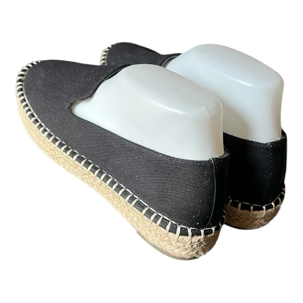 Joie Cara Black Flat Canvas Espadrille Shoes - Size 8M